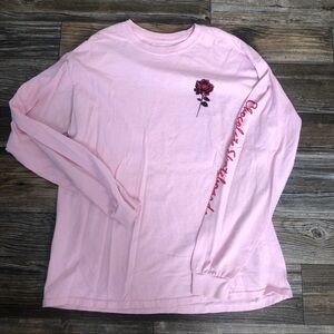 Chocolate Brand Pink Long Sleeve Tee with Rose Design